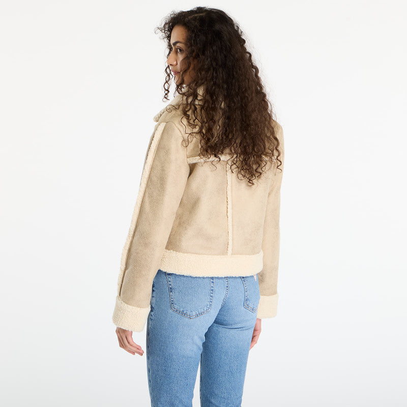 Guess Jeans Faux Shearling Jacket Beige