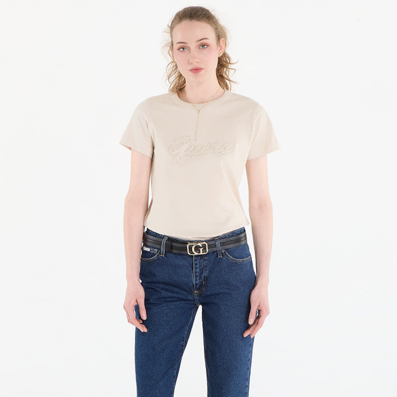 Guess Jeans Ss Cn 3D Guess Script Tee Warm Slate