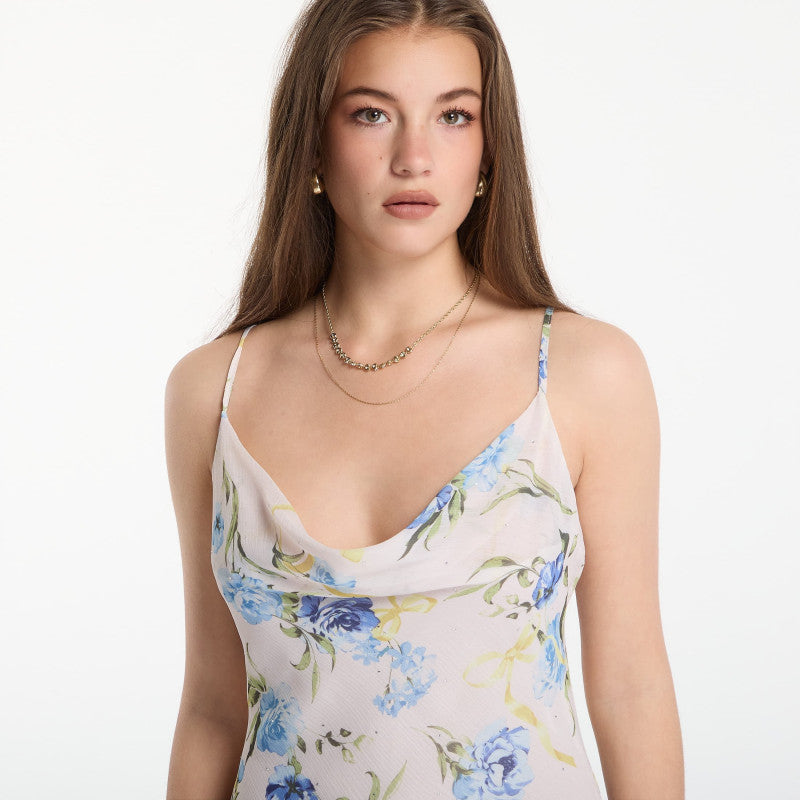Sukienka GUESS Sl Linda Mini Slip Dress Ribbon Floral Print