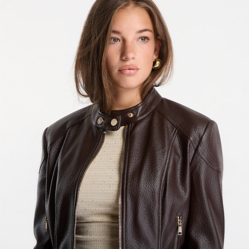 GUESS Marlene Caribou Pu Moto Jacket Chocco Brown