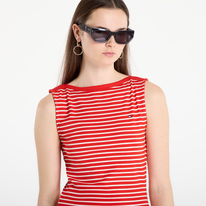 Sukienka Tommy Hilfiger 5X2 Slim Slash-Nk Dress Breton Stripe Fireworks/ Calico