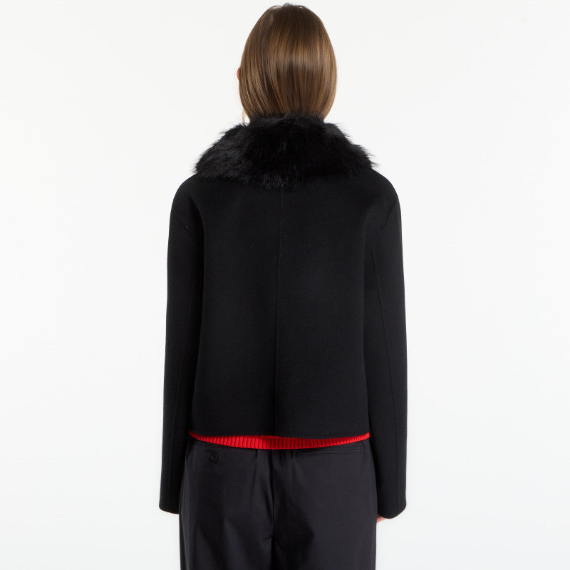 Tommy Hilfiger Df Wool Lady Jacket With Fur Black